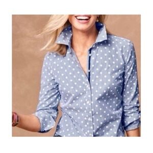 Talbots Striped Polka Dot Long Sleeve‎ Blouse